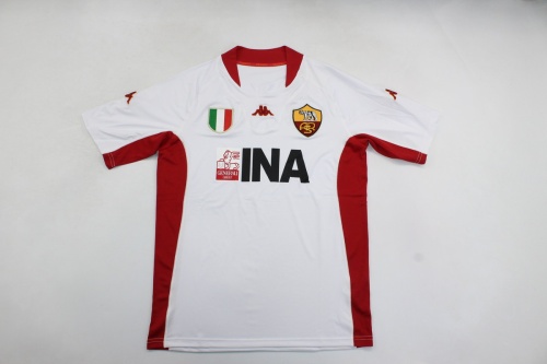 Roma 01/02 Away White Soccer Jersey