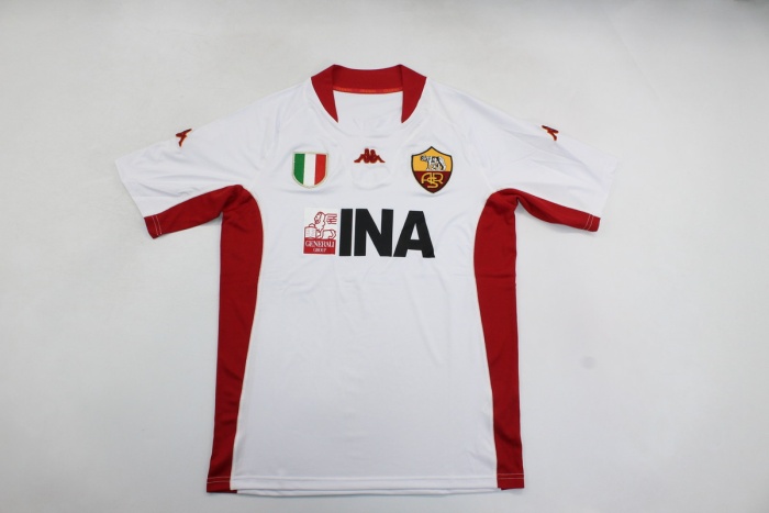 Roma 01/02 Away White Soccer Jersey