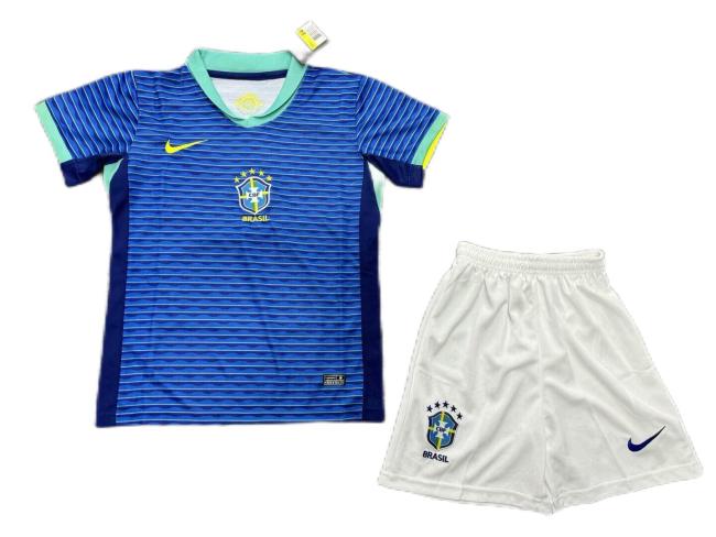 Kids-Brazil 23/24 Away Blue Soccer Jersey