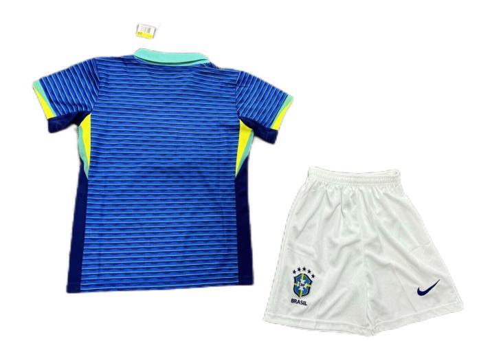 Kids-Brazil 23/24 Away Blue Soccer Jersey
