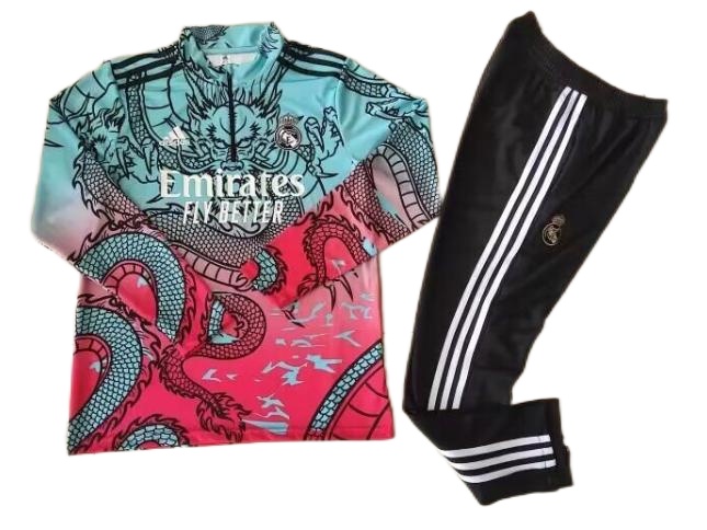 Kids Real Madrid 23/24 Tracksuit - Lake Blue/Pink Dragon