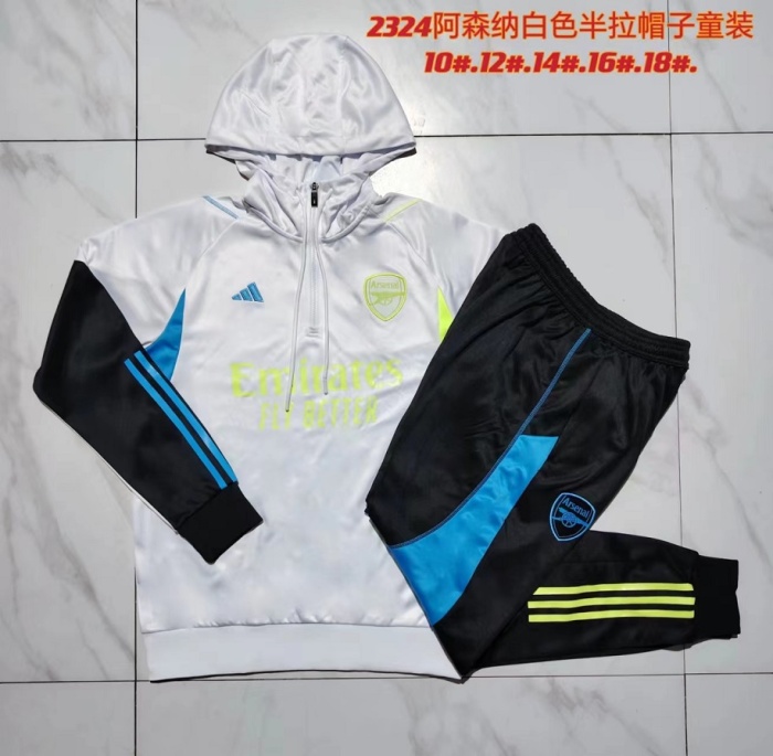 Kids Arsenal 23/24 Hoodie Tracksuit - White