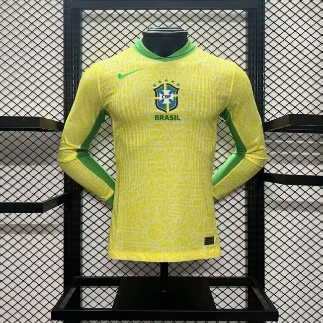 Brazil 2024 Home Long Soccer Jersey(Player)