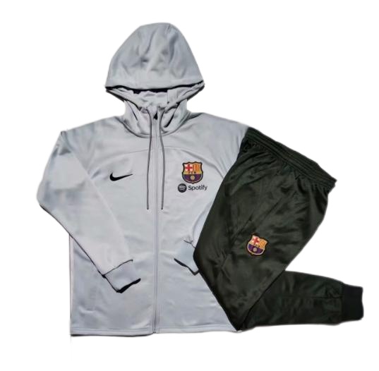 Barcelona 23/24 Hoodie Tracksuit - Light Grey