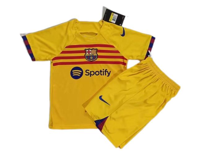 Kids-Barcelona 23/24 Fourth Yellow Soccer Jersey