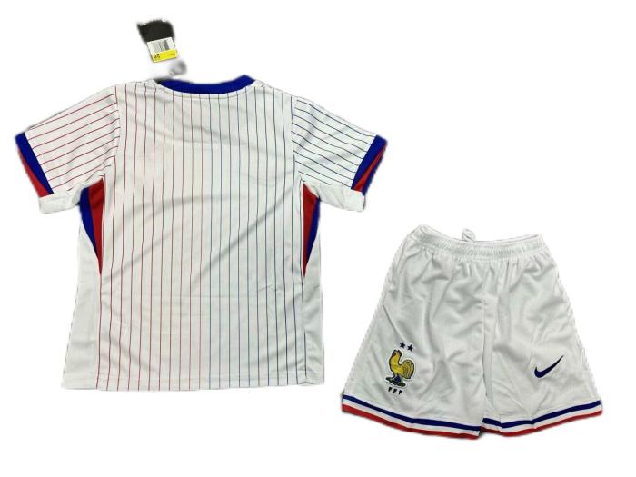 Kids-France 2024 Euro Away White Soccer Jersey
