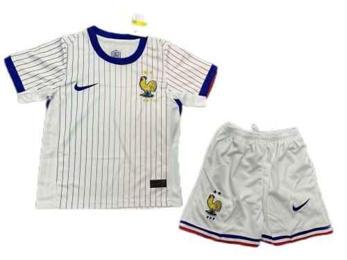 Kids-France 2024 Euro Away White Soccer Jersey
