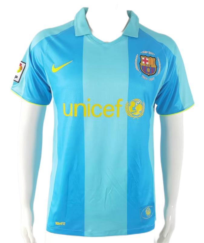 Barcelona 07/08 Away Blue Soccer Jersey
