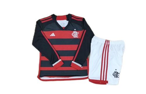 Kids-Flamengo 24/25 Home Long Soccer Jersey
