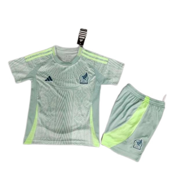 Kids-Mexico 2024 Away Grey Green Soccer Jersey
