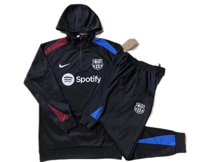 Barcelona 24/25 Hoodie Tracksuit - Black/Red/Blue