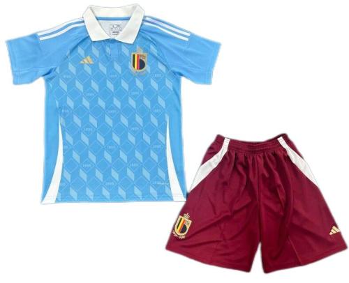 Kids-Belgium 2024 Euro Away Blue Soccer Jersey