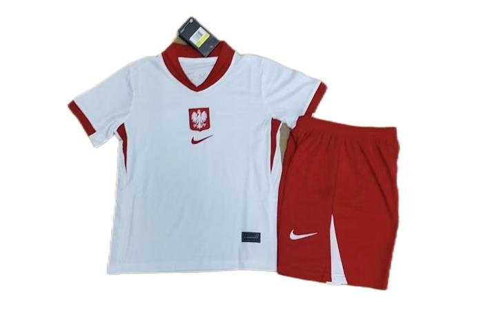 Kids-Poland 2024 Euro Home Soccer Jersey