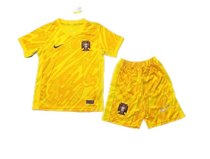 Kids-Portugal 2024 Euro GK Yellow Soccer Jersey