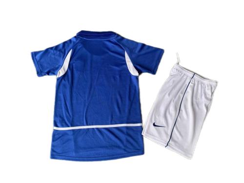 Kids-Brazil 2002 World Cup Away Blue Soccer Jersey