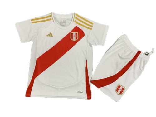 Kids-Peru 2024 Home Soccer Jersey