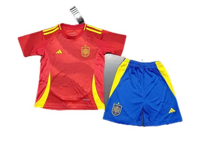 Kids-Spain 2024 Euro Home Soccer Jersey