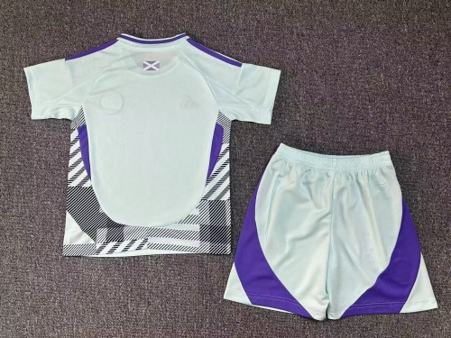 Kids-Scotland 2024 Euro Away Mint Blue Soccer Jersey