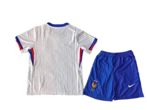 Kids-France 2024 Euro Away White Soccer Jersey