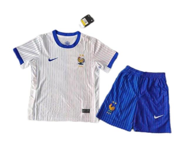 Kids-France 2024 Euro Away White Soccer Jersey
