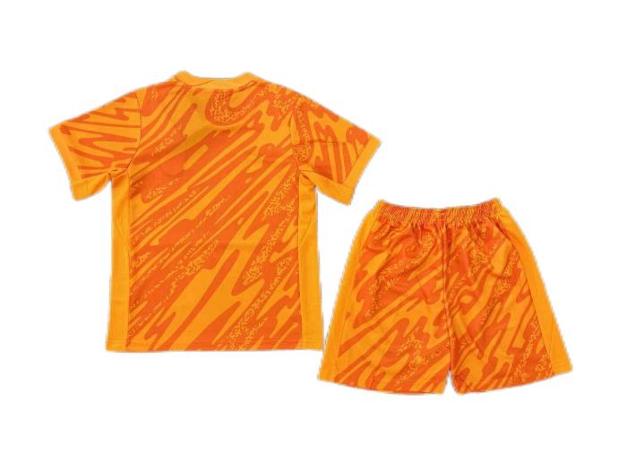 Kids-England 2024 Euro GK Orange Soccer Jersey