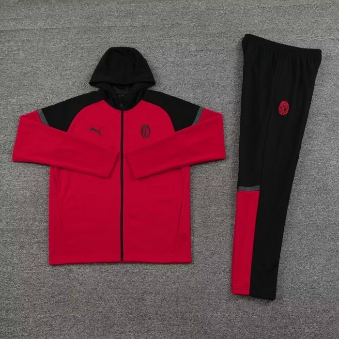 AC Milan 24/25 Hoodie Tracksuit - Red/Black