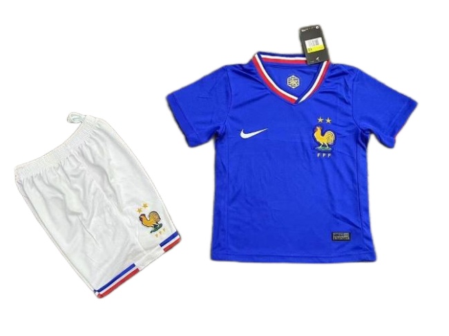 Kids-France 2024 Euro Home Soccer Jersey