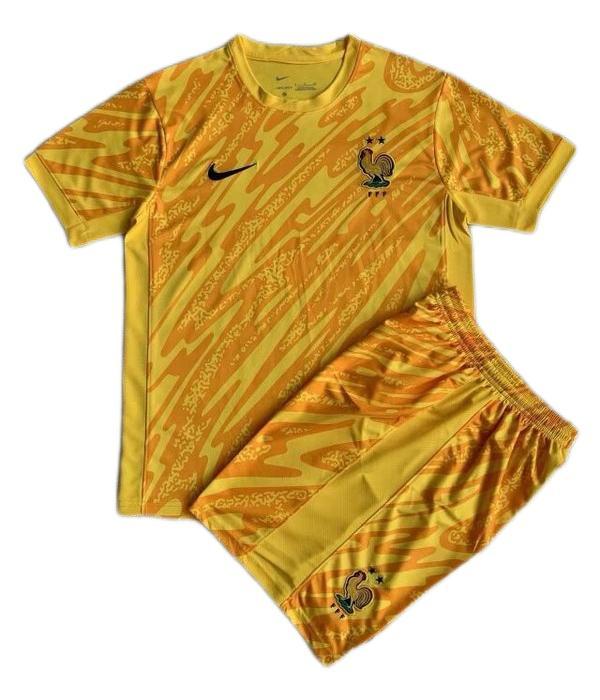 Kids-France 2024 Euro GK Yellow Soccer Jersey