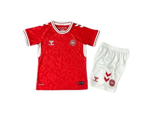 Kids-Denmark 2024 Euro Home Soccer Jersey