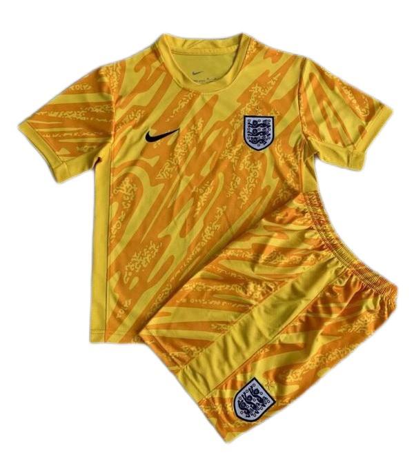 Kids-England 2024 Euro GK Yellow Soccer Jersey