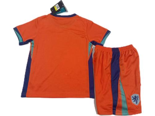 Kids-Netherlands 2024 Euro Home Soccer Jersey