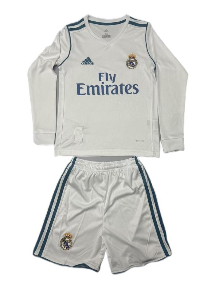 Kids-Real Madrid 17/18 Home Long Soccer Jersey