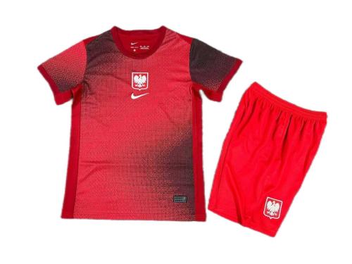 Kids-Poland 2024 Euro Away Red Soccer Jersey