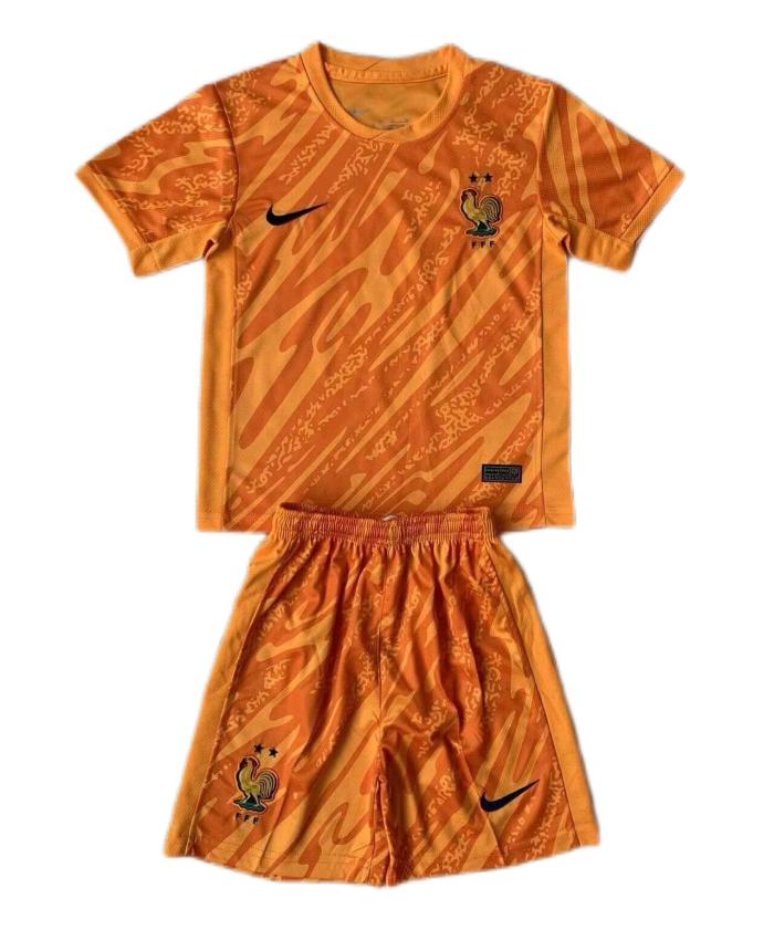Kids-France 2024 Euro GK Orange Soccer Jersey