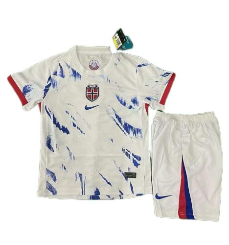 Kids-Norway 2024 Away White Soccer Jersey