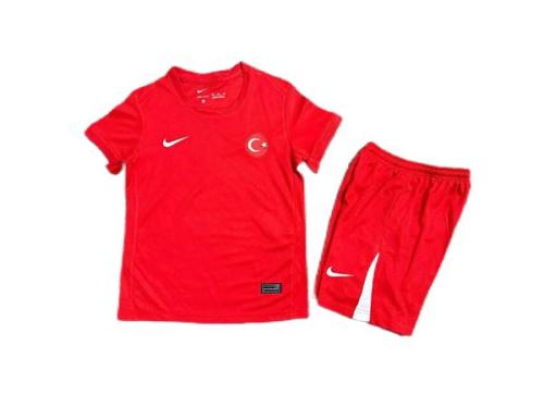 Kids-Turkey 2024 Euro Away Red Soccer Jersey