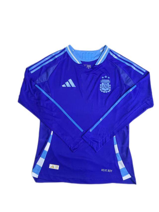 Argentina 2024 Away Blue Long Soccer Jersey(Player)