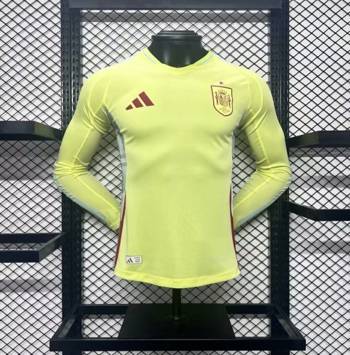 Spain 2024 Euro Away Yellow Long Jersey(Player)