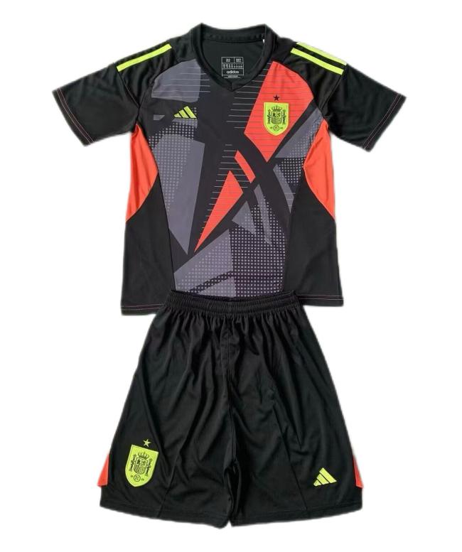 Kids-Spain 2024 Euro GK Black Soccer Jersey