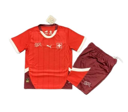 Kids-Switzerland 2024 Euro Home Soccer Jersey