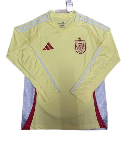 Spain 2024 Euro Away Yellow Long Soccer Jersey