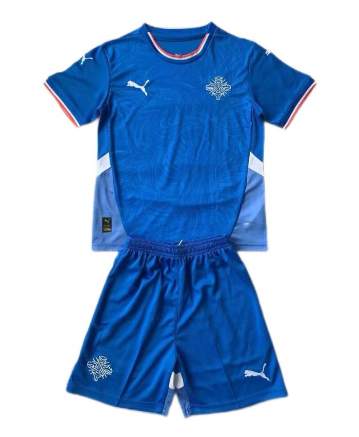 Kids-Iceland 2024 Home Soccer Jersey