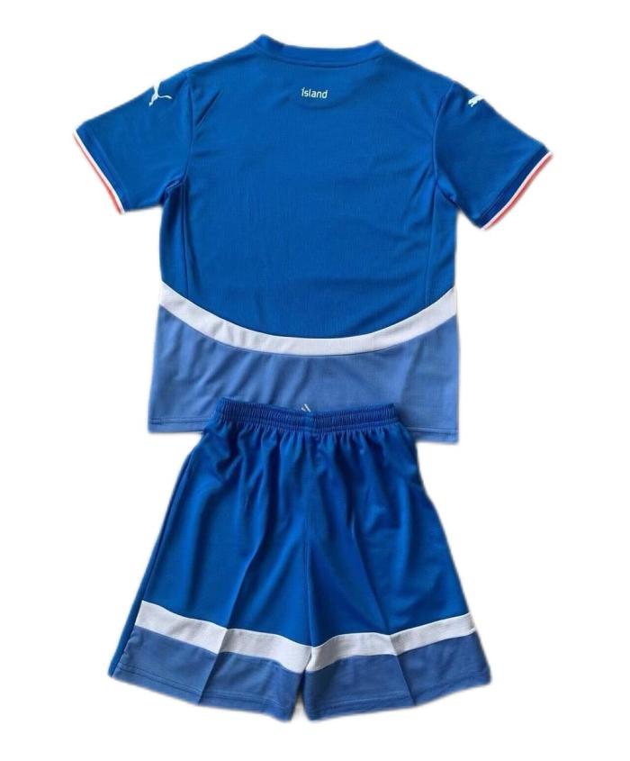 Kids-Iceland 2024 Home Soccer Jersey