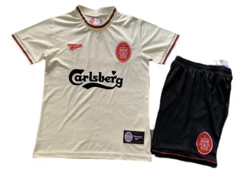 Kids-Liverpool 96/97 Away Light Beige Soccer Jersey