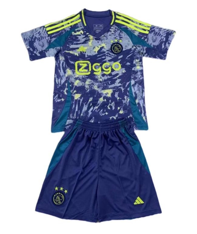 Kids-Ajax 24/25 Away Blue/Yellow Soccer Jersey