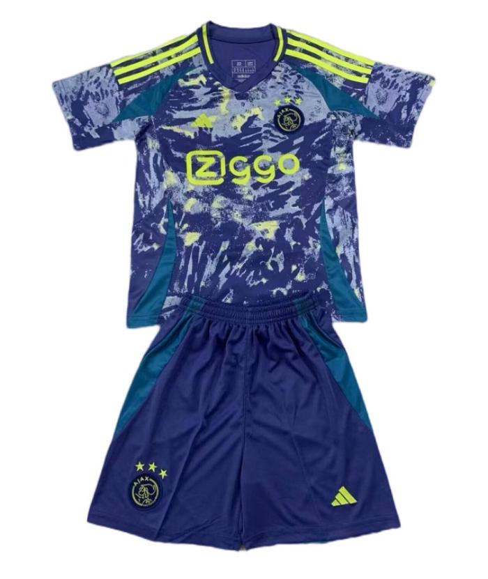 Kids-Ajax 24/25 Away Blue/Yellow Soccer Jersey