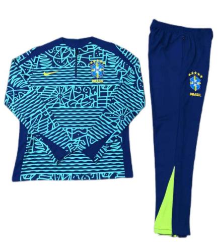 Kids Brazil 24/25 Tracksuit - Green/Navy Blue