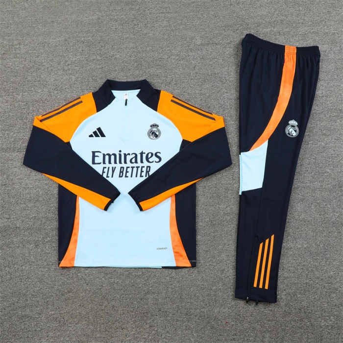 Real Madrid 24/25 Tracksuit - Orange/Light Blue