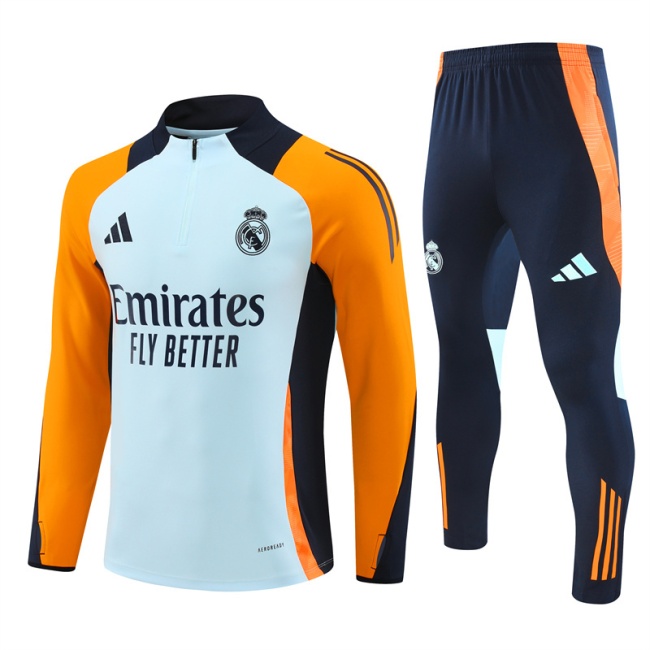 Real Madrid 24/25 Tracksuit - Orange/Light Blue
