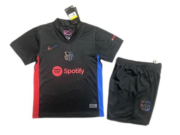 Kids-Barcelona 24/25 Away Black Leaked Soccer Jersey